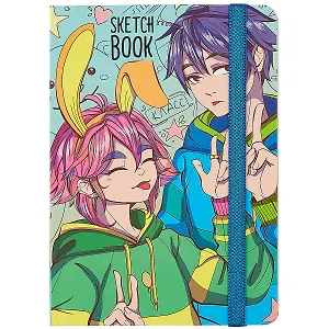 Скетчбук А5 80л "Аниме. Всё будет хорошо" 70г/м2, кремовая бумага, тв. переплет, выб. лак, резинка