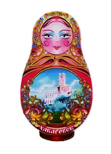 ГС Магнит Хабаровск Матрешка Достопримечательности города вид 2 (дерево) (7,5 см)