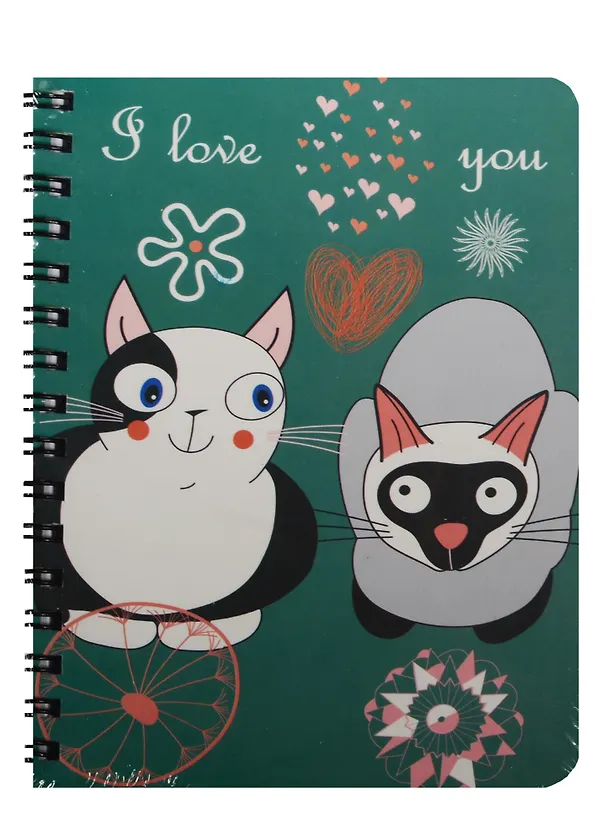 Записная книжка «Кошки. Love you» А6, 80 листов в клетку, спираль, Kairui 240225 — 1