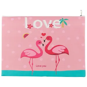 Папка для тетрадей А4 "Flamingo summer" молния, пластик, ассорти