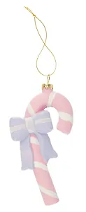 Новогоднее подвесное украшение Трость розовая (пластик) (ПВХ бокс) (13см) (12-09305-N1)