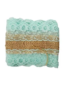 Тесьма джут с двойным кружевом, 9 см* 90 см, в пакете с подвесом,  мятный  (11-00530-24)