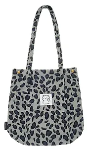 Сумка-шоппер с кнопкой Леопардовый принт (серая) (вельвет) (33х31) (12-Hanma-202411-B32)