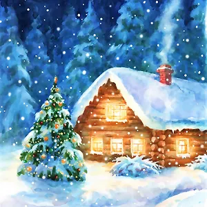 Алмазная мозаика (блест.) 20х20см. с подр.,с полн.заполн.(16 цв.) Уютный заснеженный дом (Арт. AS20064)