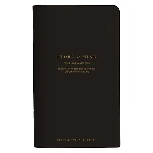 Блокнот 130*210 48л лин. "Flora", черный, карт.обл., скрепка, микротекстурирование, ламинация, тиснение золотой фольгой