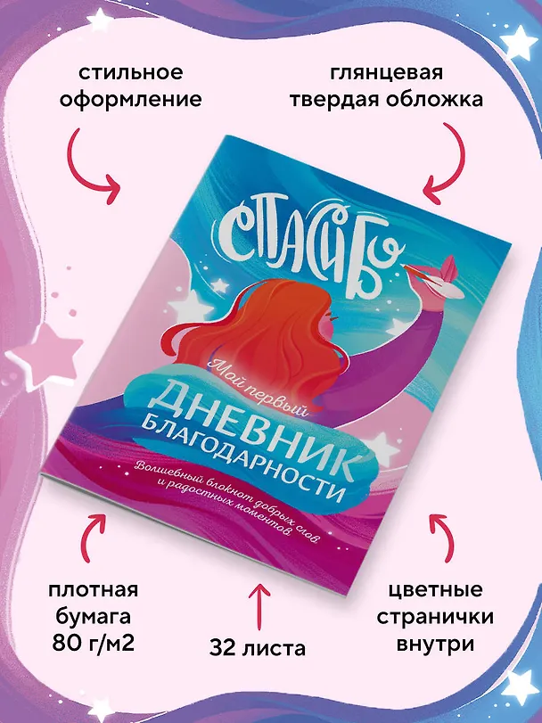 Книга для записей А5 40л "Мой первый дневник благодарности. Волшебный блокнот добрых слов и радостных моментов" 3118708 — 5