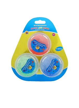 Набор Шариковая масса для лепки в баночках (МШ-3068) (3 цвета) (Рыжий кот) (3+) (блистер) 2413569