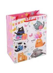 Пакет А5 23*18*8 "Забавные коты" дет., бум.мат.ламинат