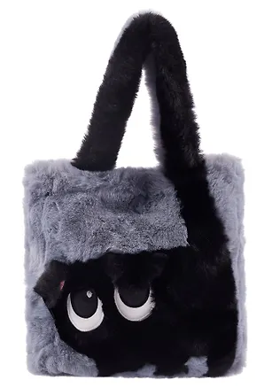 Сумка-шоппер плюшевая Котик (серая) (35х32х7) (12-G13455-202411-B2) 3076688