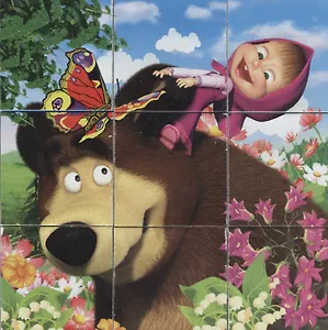 Набор кубиков Маша и Медведь (01320) (9шт) (Играем вместе) (3+) (упаковка)