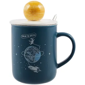 Кружка с крышкой и ложкой "Космонавт", 400 мл