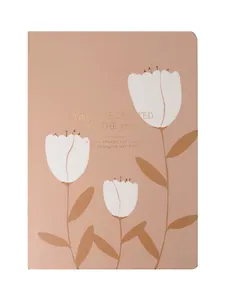 Тетрадь 48л кл. &quot;April&quot;, тюльпаны, карт.обл.,  ламинация, тиснение черной фольгой, скрепка