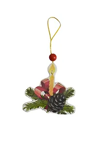 Подвеска новогодняя деревянная Рождественская свеча (7см) (163303) (Сима-ленд)