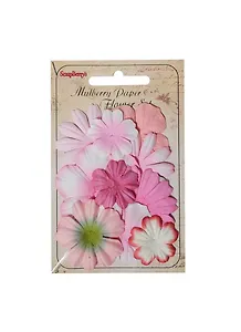 Набор цветочков из шелковичной бумаги 10 шт, оттенки розового