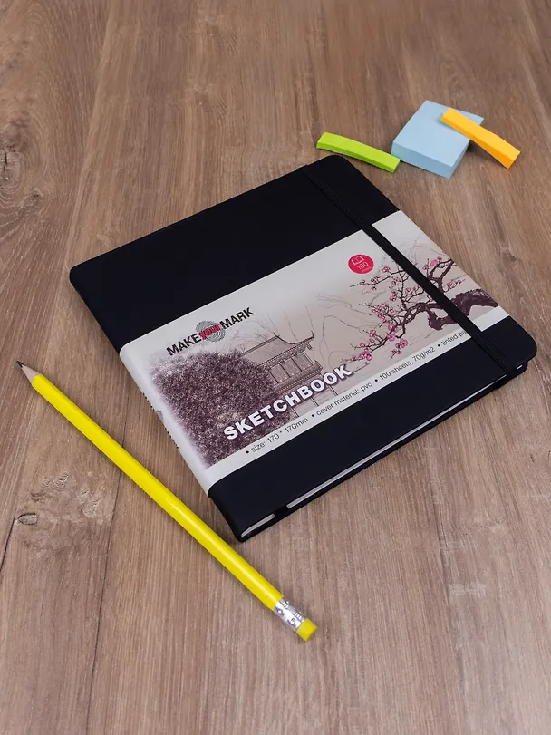 Книга для записей 17*17 100л кл. "Make your mark" черн.тв.переплет, тонир.блок, резинка, ляссе, инд.уп. 2952082 — 16