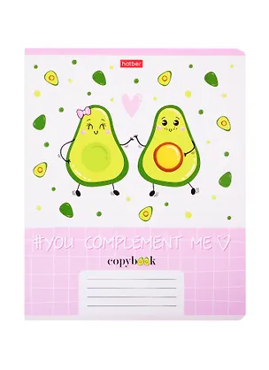 Тетрадь в клетку Hatber, "Веселые Авокадики", 12 листов, в ассортименте 257188