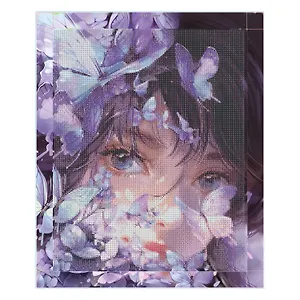 Алмазная мозаика "Девушка с бабочками" 40*50 см