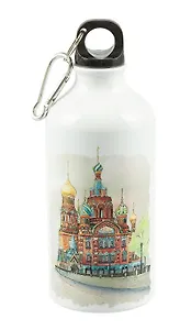 Бутылка с карабином СПб Акварель Спас на Крови (металл) (500мл)