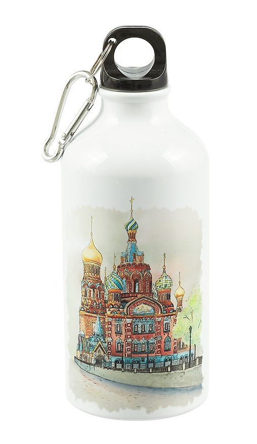 Бутылка с карабином СПб Акварель Спас на Крови (металл) (500мл) 2986017 — 1