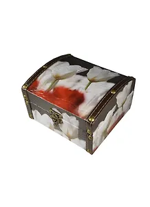 Шкатулка-сундучок дерево и искусственная кожа Белые тюльпаны (13,5х15х9) (175252)