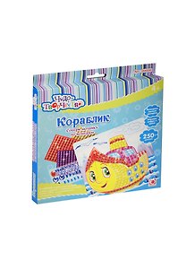 Мозаика самокл. по номер. Кораблик (00606) (250+ дет.) (Чудо-творчество) (4+) (коробка)