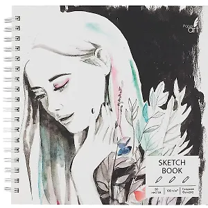 Скетчбук 165*165 50л "SKETCHBOOK. Girl power" белый офсет, нелинованн., 100г/м2, тв.обложка, евроспираль