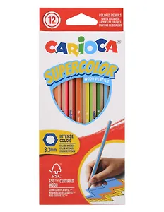Карандаши цветные 12цв "Supercolor" шестигранные, к/к, подвес, Carioca
