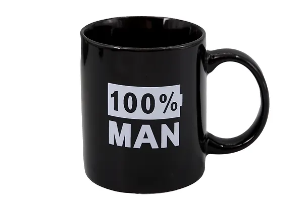 Кружка в подарочной коробке 100% Man (черная) (керамика, деколь) (330мл) (12-plutus-Z1) 3079746 — 2