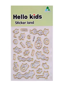 Наклейки с обводкой Коты серебро, золото, 13 х 21,7 см PVC