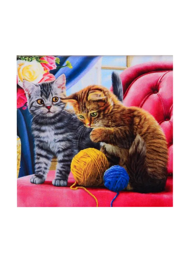 Алмазная мозаика "Играющие с клубками котята", 20 х 20 см, 25 цветов, Рыжий Кот (6+) 2842704 — 1