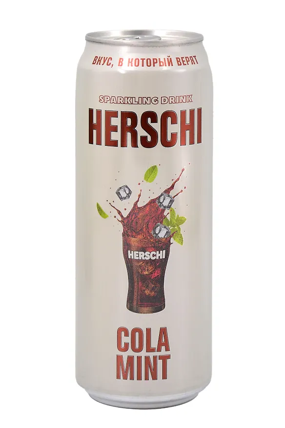 Напиток газированный HERSCHI Cola со вкусом Мятной Колы, 450 мл (ж/б) 3151602 — 1
