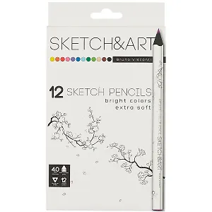 Карандаши цветные 12цв "SKETCH&ART" утолщенные, грифель 4мм, к/к, Bruno Visconti