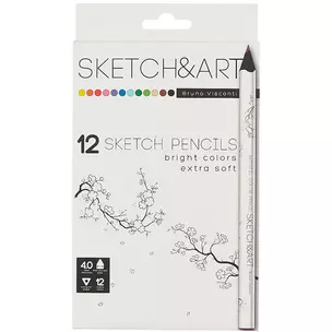 Карандаши цветные 12цв "SKETCH&ART" утолщенные, грифель 4мм, к/к, Bruno Visconti — 262744 — 1