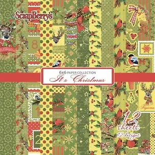 Набор бумаги 15*15см 190гр/м, Рождественская Омела, 12 листов 329142