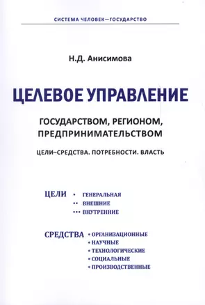 Целевое управление государством, регионом, предпринимательством. Цели - Средства. Потребности. Власть — 2584949 — 1