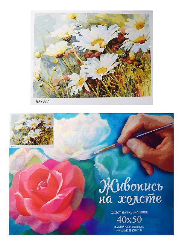 Набор Картина по номерам Ромашки (GX7077) (40х50) (+6) (24цв.) (коробка) 2497104 — 1