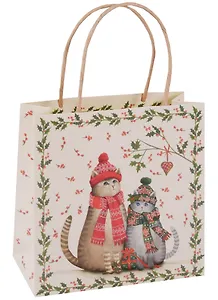 Пакет А5 18*18*6 "Winter cats", Новый год, мат. ламинат, Хансибэг