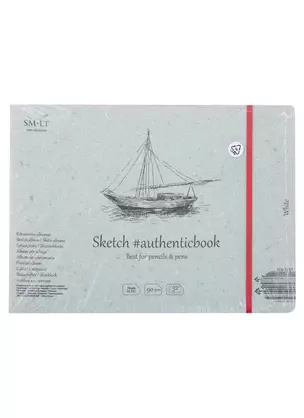 Скетчбук 24,5*17,6cм 32л "SMLT Art White authenticbook", на резинке, 90г/м2, белый, сшивка — 2932229 — 1