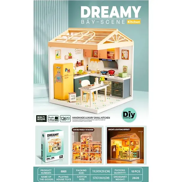 8005 Конструктор интерьерный для детского творчества – сборный домик Fairy Care «Роскошная Кухня», количество деталей - 126 (материалы: пластик, металл, картон), со световыми эффектами (подсветка инте 3140306 — 2
