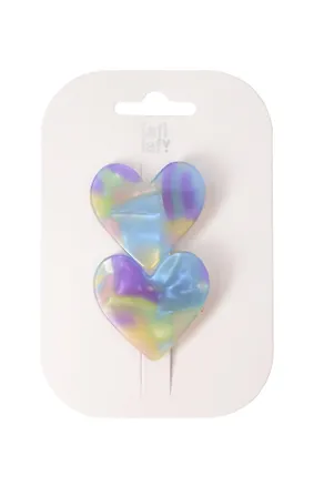 Набор заколок Сердечки разноцветные (2шт) (пластик) (4см) (12-Ava-2) (Lafilaf) 3125115