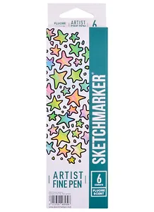 Ручки капиллярные 6цв Artist fine pen Fluorescent, к/к, Sketchmarker