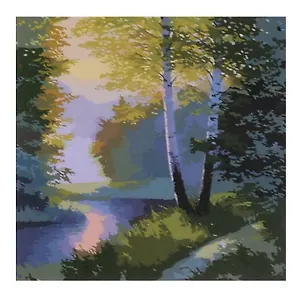 Холст с красками по номерам "Лесная тишина" 40х40 см , 30 цветов