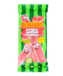 Мармелад жевательный BLOGGERS Крейзи вотермелон со вкусом арбуза (ремешки), 75г