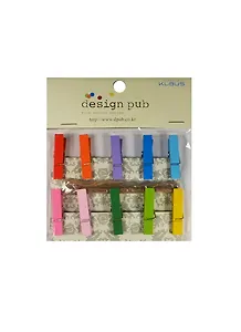 Набор для творчества, Набор прищепок 3,5см 10шт дерев. окрашенные с веревкой в ассортименте (11007