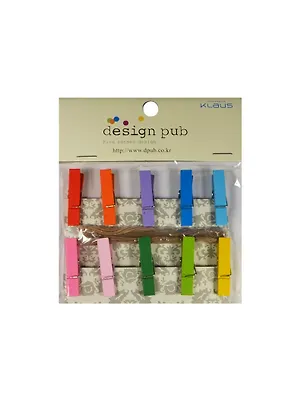 Набор для творчества, Набор прищепок 3,5см 10шт дерев. окрашенные с веревкой в ассортименте (11007 2452999