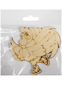Фигурка для декупажа Фигурка с магнитом Петушок-29 с рисунком (106х100х3) (162748-K) (игрушка из дерева) (Полноцвет)