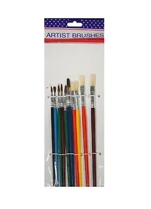 Кисти натуральные Artust Brushes (11008200) (6шт/круглых+4шт/плоских) (цв. дерев. ручки) (упаковка)