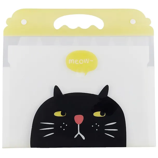 Папка -портфель пластиковый «Meow» А4, 8 отделений, с вырубной ручкой, в индивидуальной упаковке, в ассортименте 247110 — 1