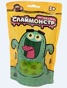 Игрушки в наборе, ТМ Слаймонстр, желтый + фигурки насекомых, 200 гр.