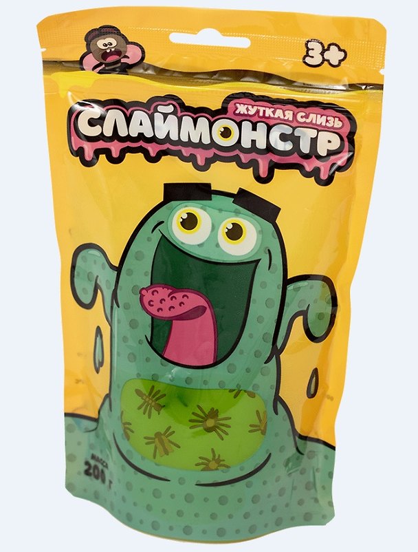 Игрушки в наборе, ТМ Слаймонстр, желтый + фигурки насекомых, 200 гр. 2739490 — 1